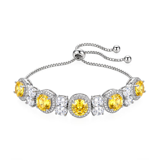 Silver Plated Yellow AD Adjustable Bracelet for Women