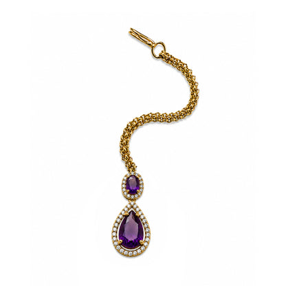 Antique Gold Plated Purple AD Maang Tikka for Women