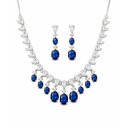Silver Plated Blue AD Choker Set for Women