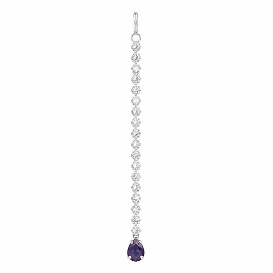 Silver Plated Purple AD Teardrop Maang Tikka for Women