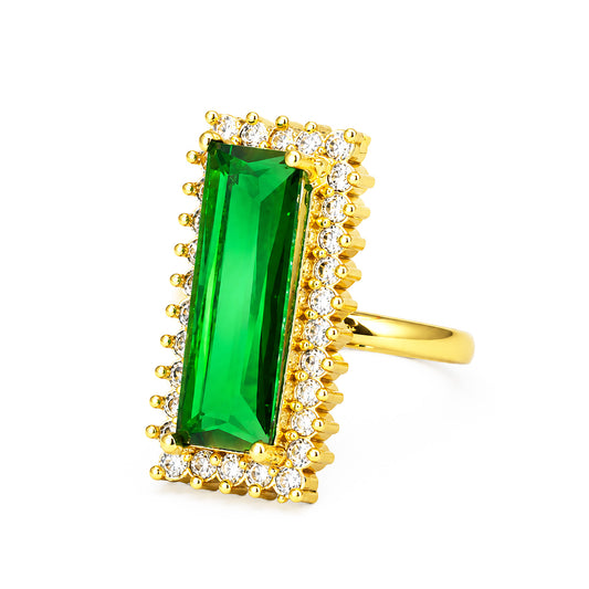 Gold Plated Green AD Finger Ring for Women