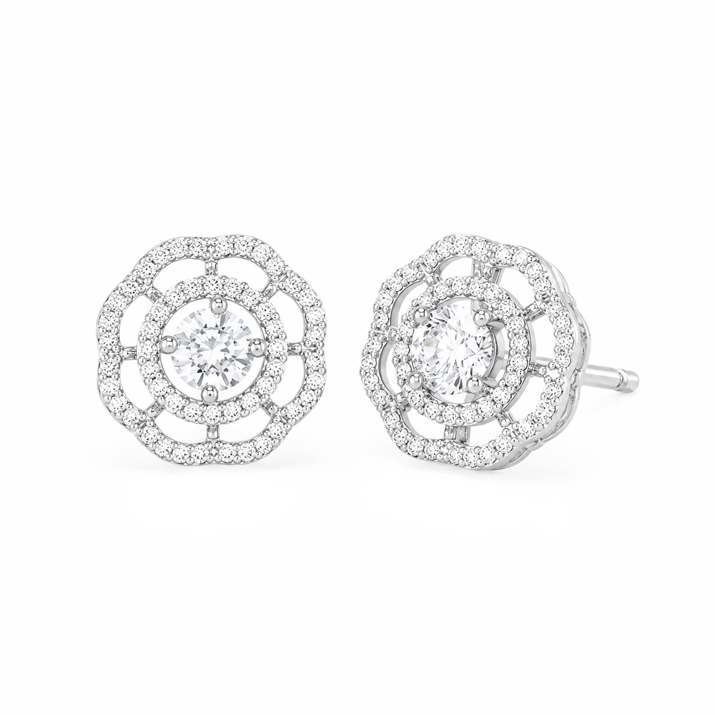 Rhodium Plated AD Studs Earrings for Women
