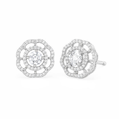 Rhodium Plated AD Studs Earrings for Women