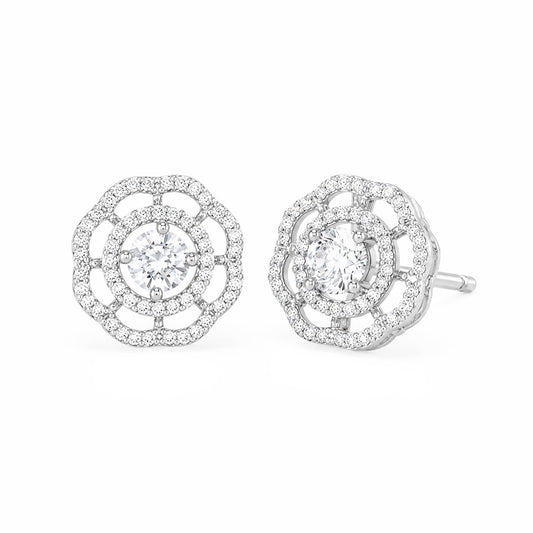 Rhodium Plated AD Studs Earrings for Women