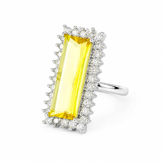 Silver Plated Yellow AD Finger Ring for Women