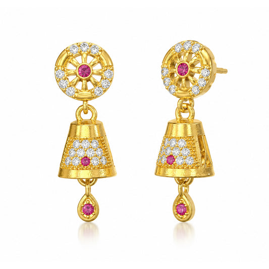 Micro Gold Plated AD Jhumki Earrings for Women