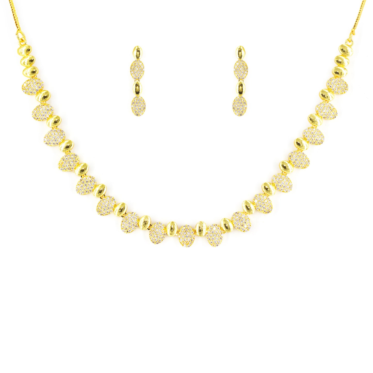 Gold Plated White American Diamond Designer Choker Set for Women