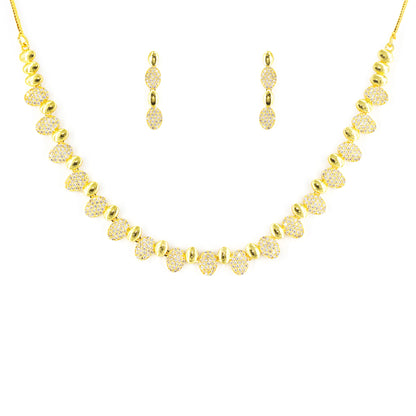 Gold Plated White American Diamond Designer Choker Set for Women