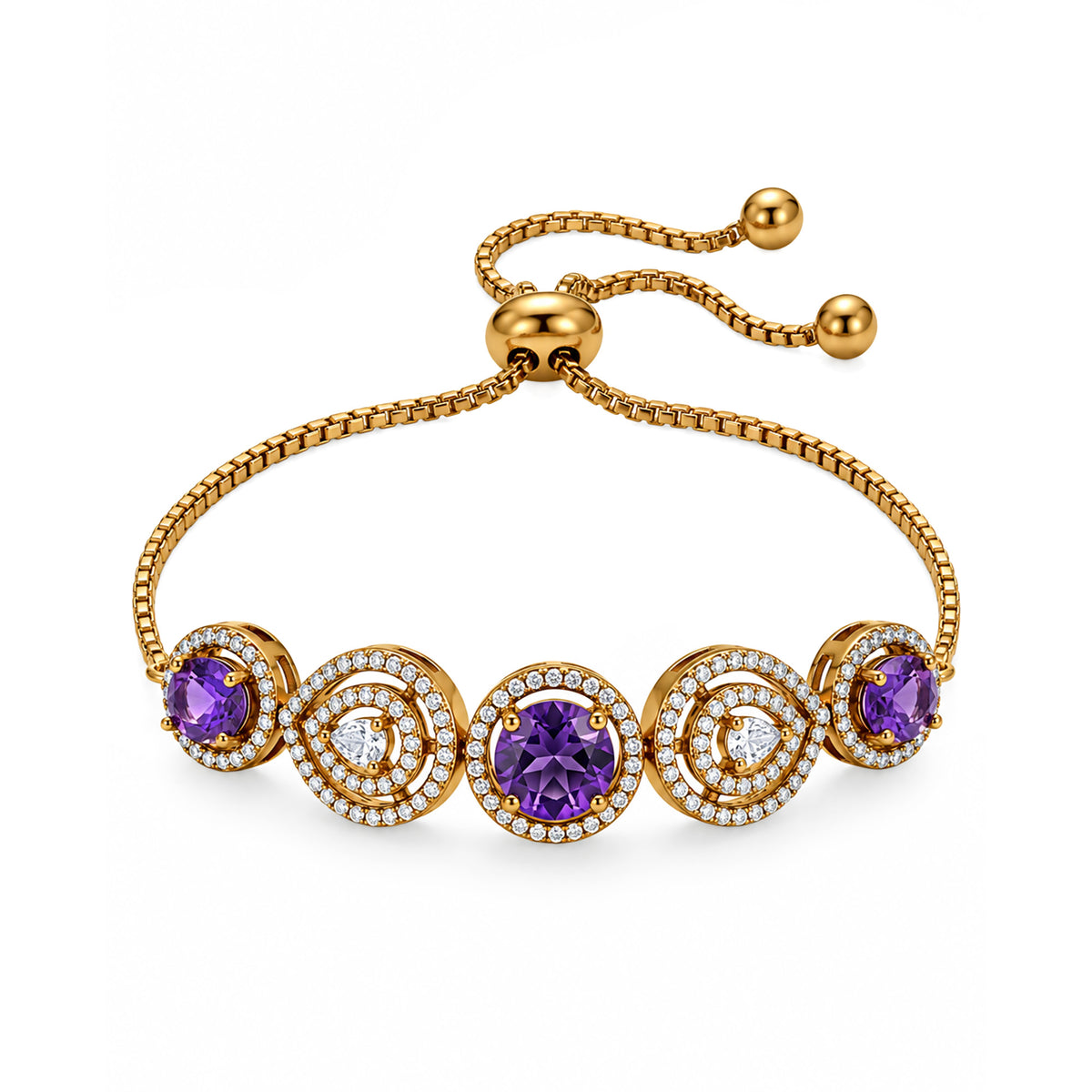 Antique Gold Plated Purple AD Bracelet for Women