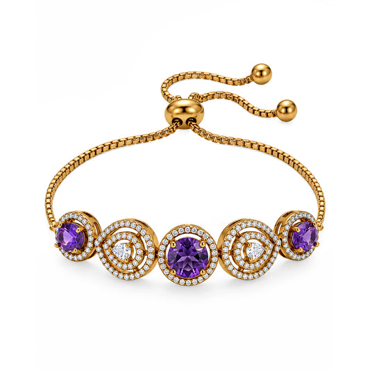 Antique Gold Plated Purple AD Bracelet for Women