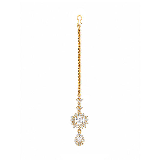 Gold Plated AD Maang Tikka for Women