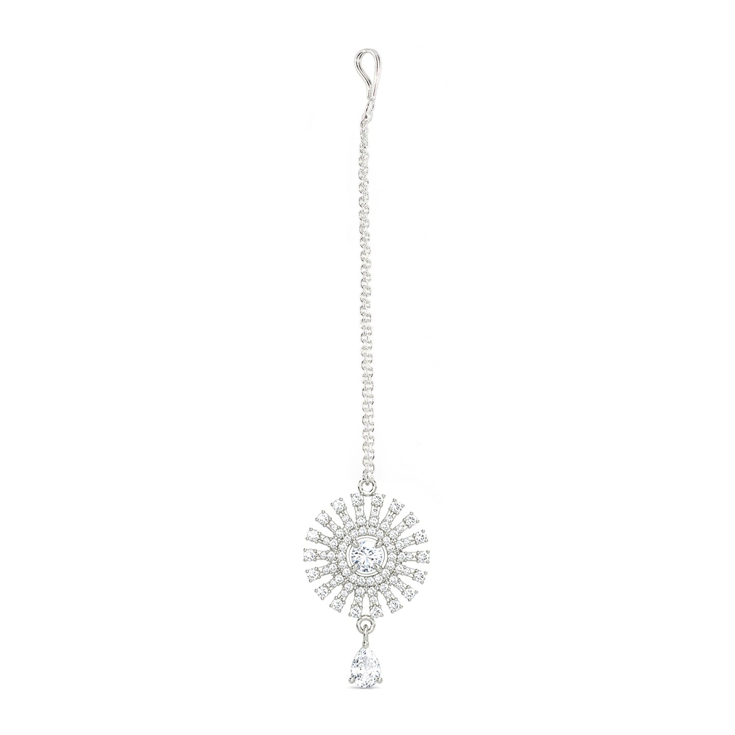 Silver Plated AD Maang Tikka for Women
