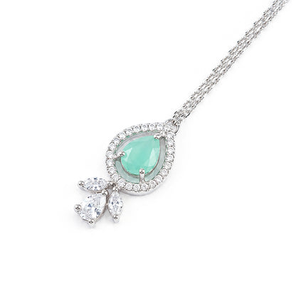 Silver Plated Mint Green AD Maang Tikka for Women