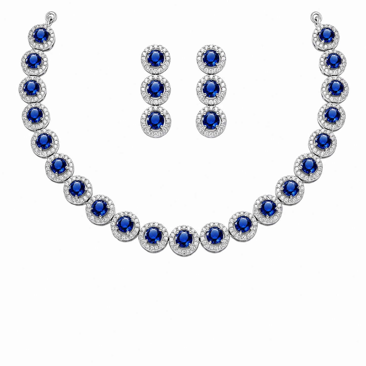 Silver Plated Blue AD Jewellery Set for Women