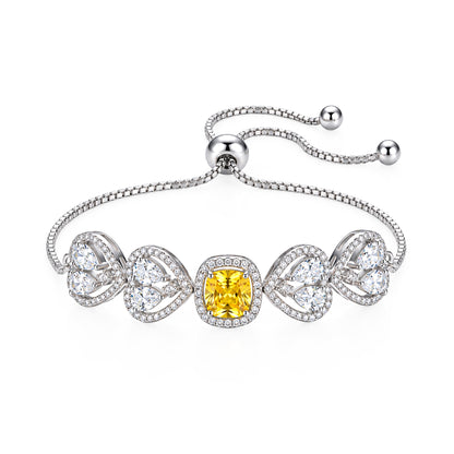 Silver Plated Yellow AD Adjustable Bracelet for Women