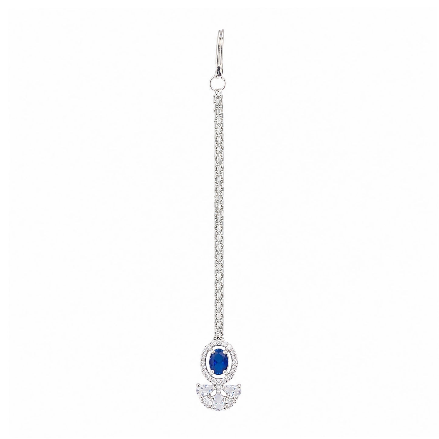 Silver Plated Blue AD Maang Tikka for Women