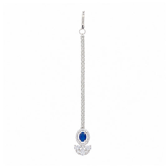 Silver Plated Blue AD Maang Tikka for Women