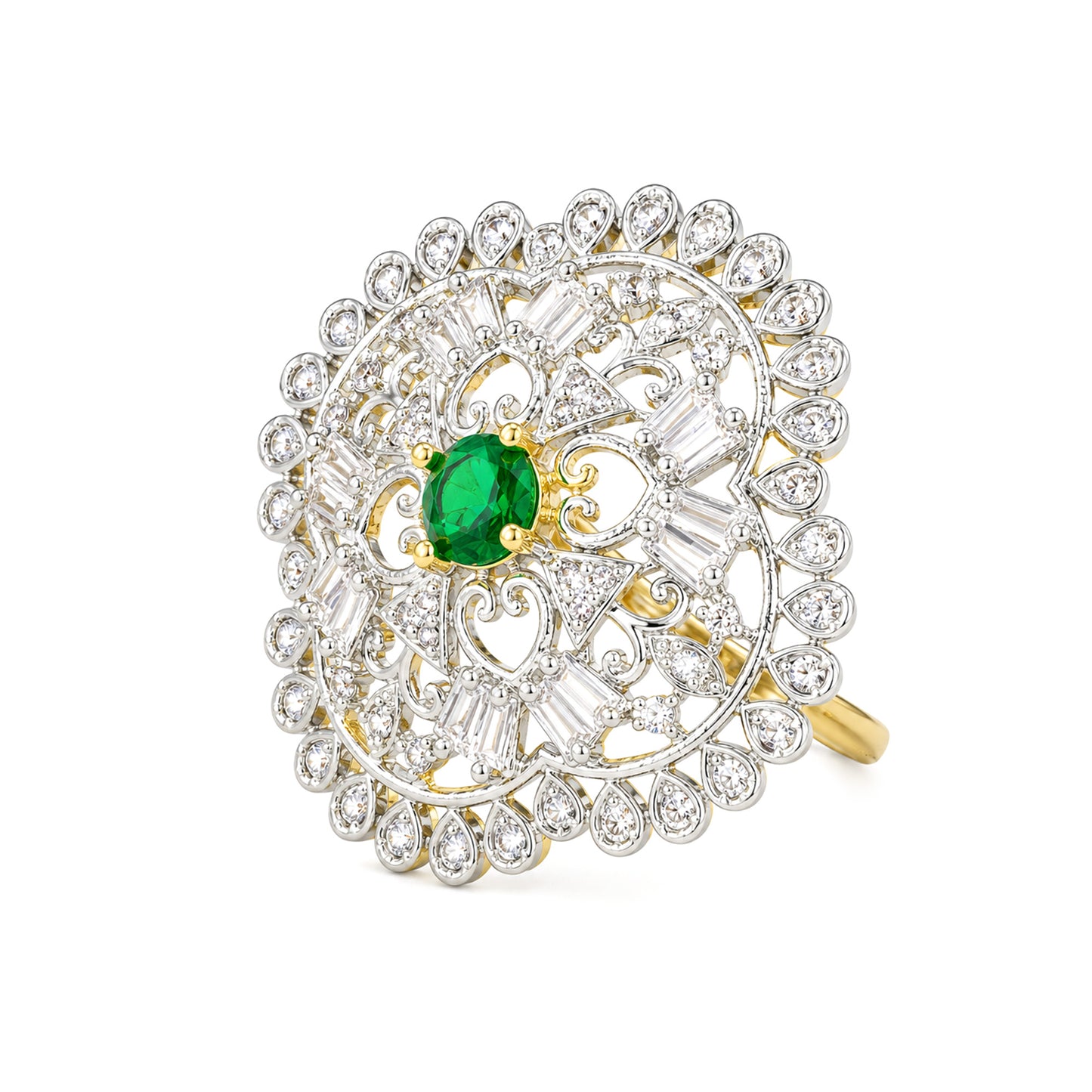 Gold Plated Green AD Finger Ring for Women