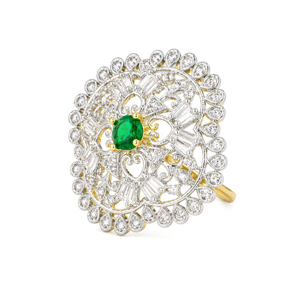 Gold Plated Green AD Finger Ring for Women