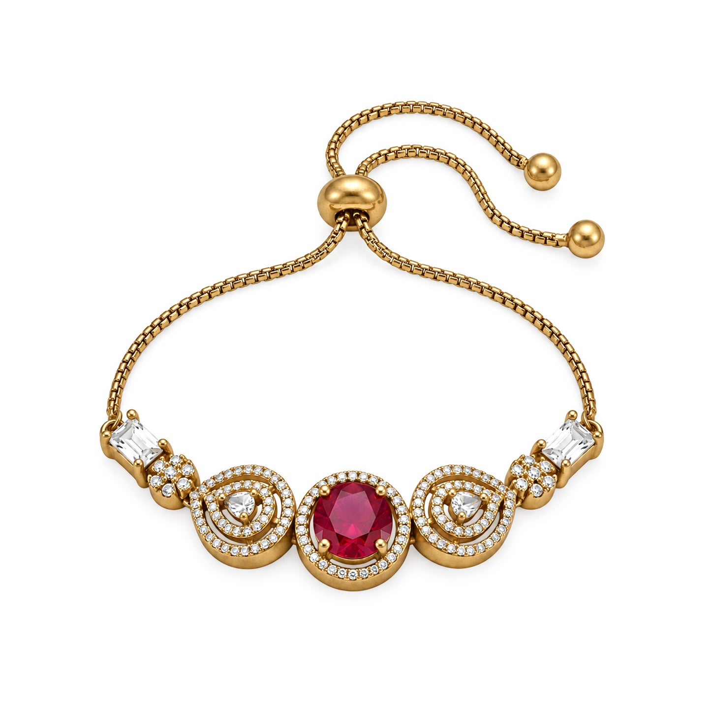 Antique Gold Plated Red AD Bracelet for Women