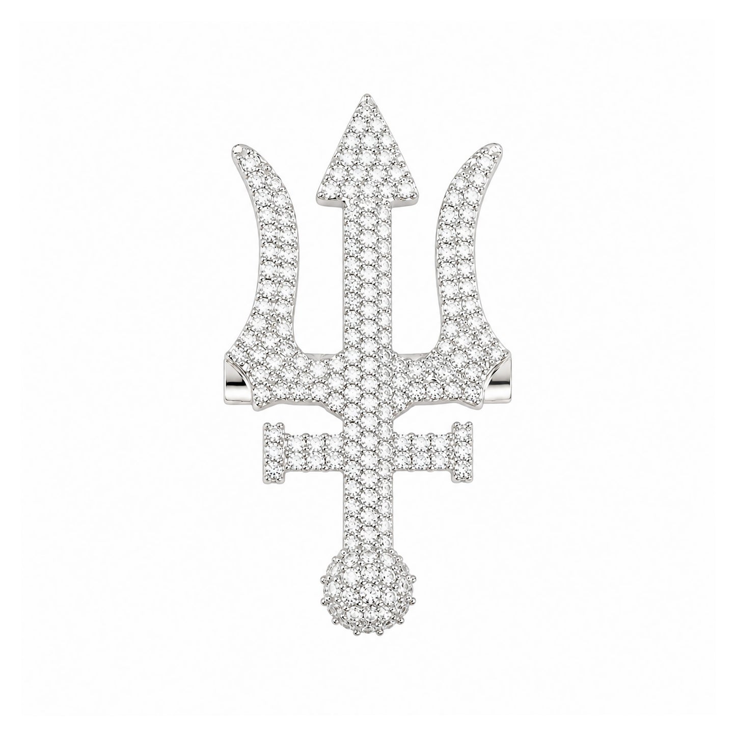 Silver Plated AD Trishul Brooch
