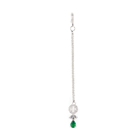 Rhodium Plated Green AD Maang Tikka for Women