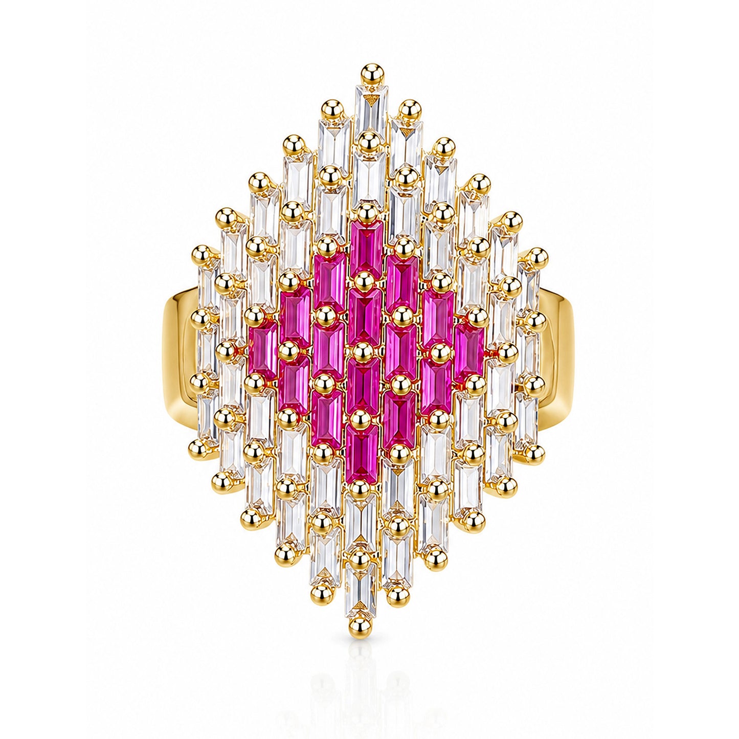 Gold Plated Pink AD Finger Rings for Women