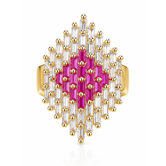 Gold Plated Pink AD Finger Rings for Women