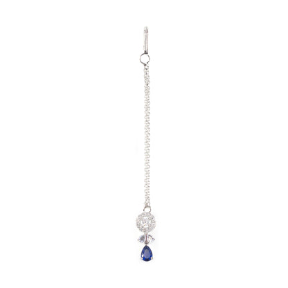 Silver Plated Blue AD Maang Tikka for Women