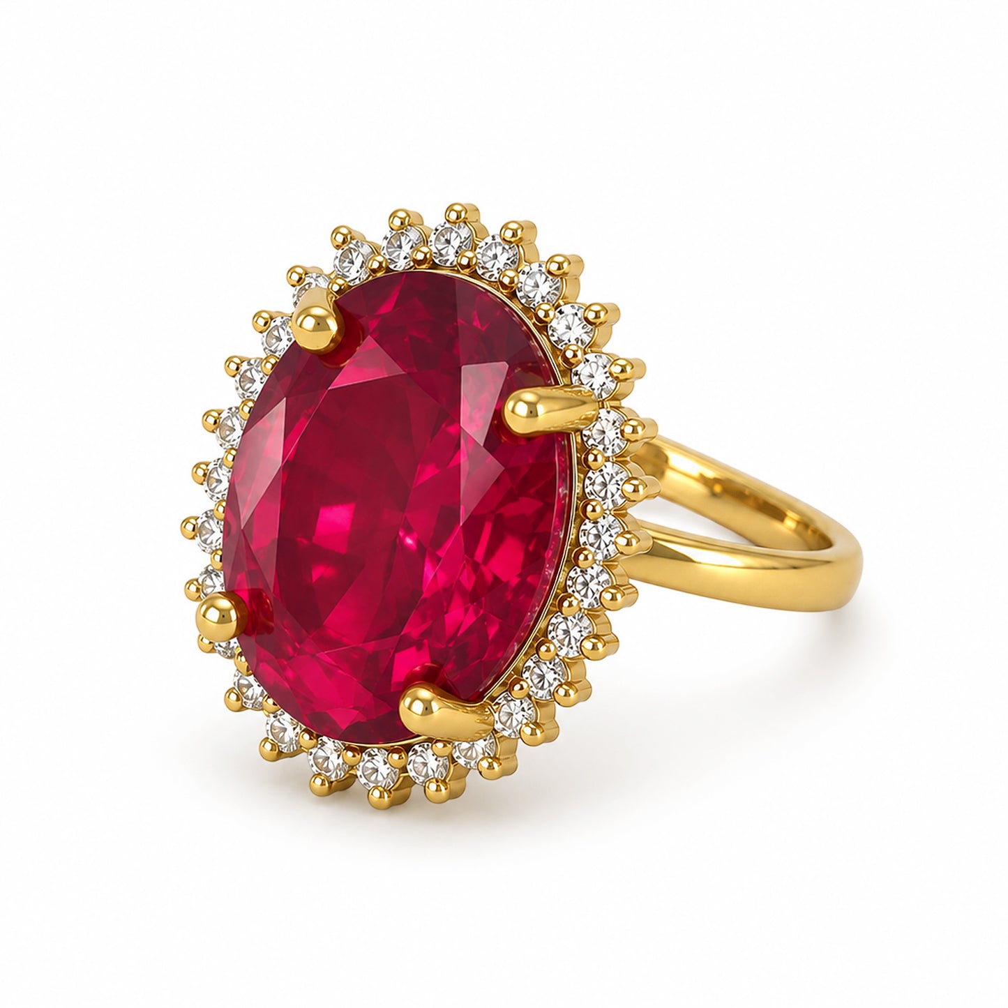 Antique Gold Plated Red AD Finger Ring for Women