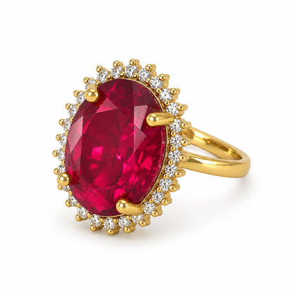 Antique Gold Plated Red AD Finger Ring for Women