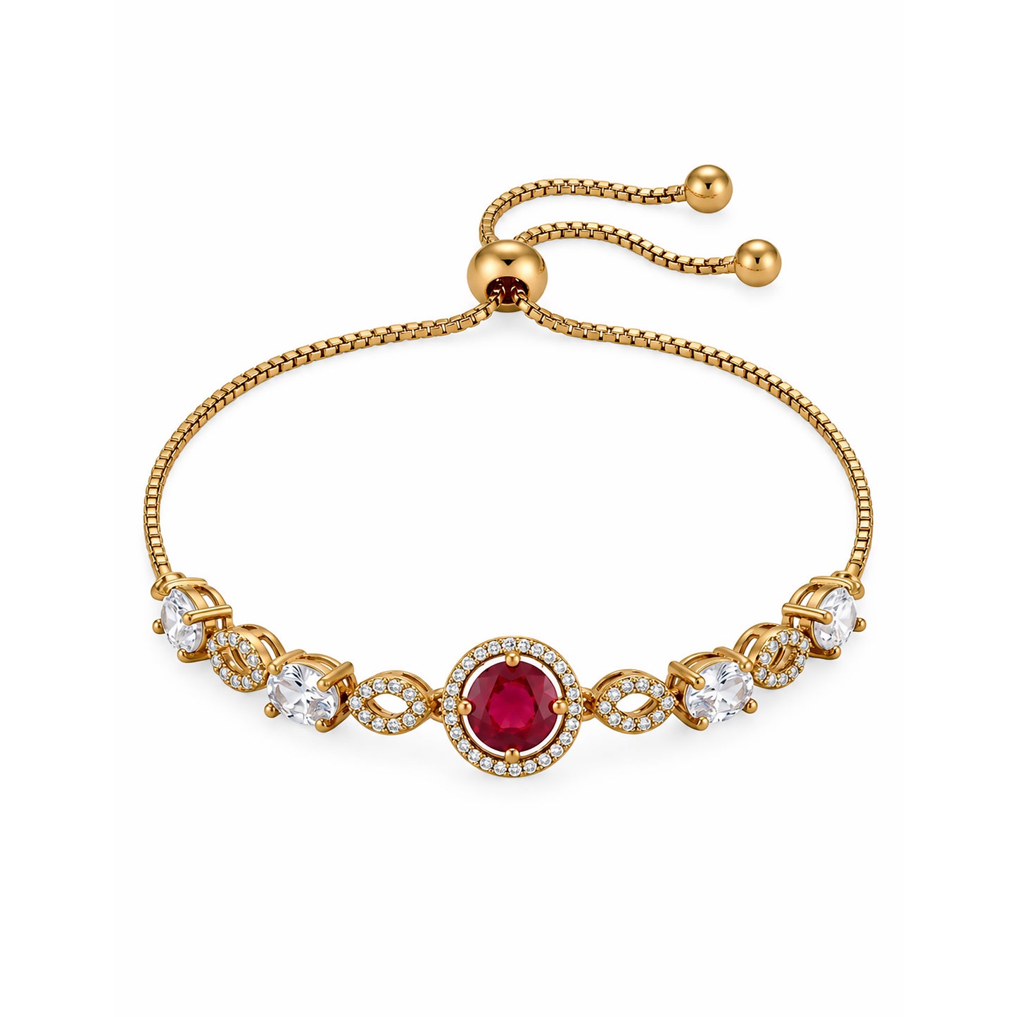 Antique Gold Plated Red AD Adjustable Bracelet for Women