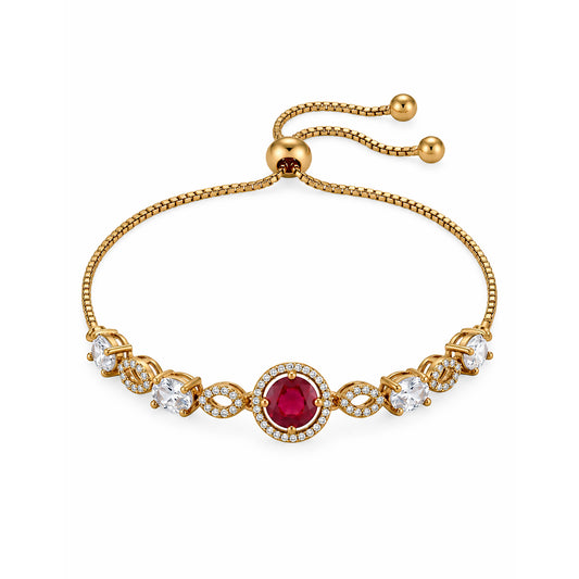 Antique Gold Plated Red AD Adjustable Bracelet for Women