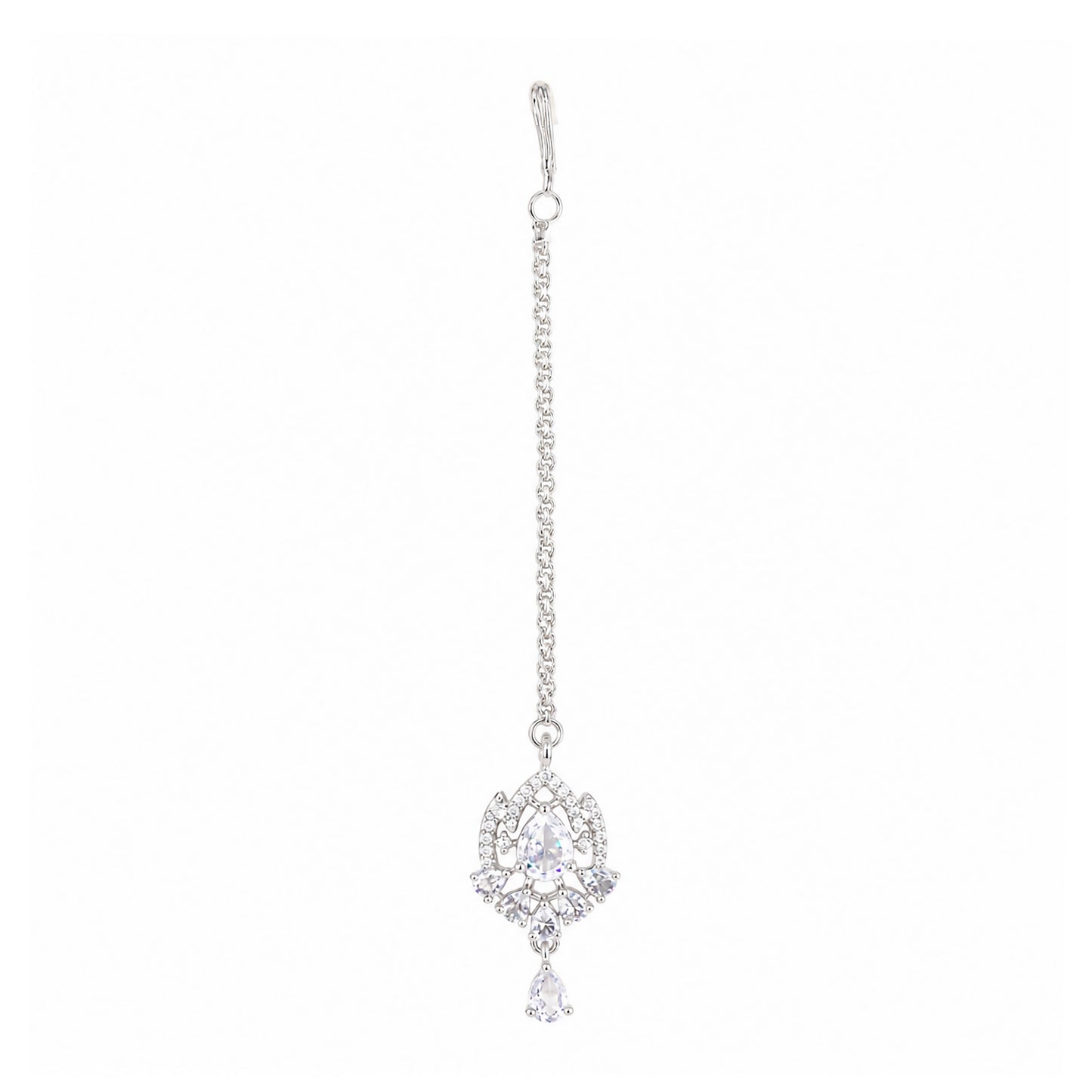 Silver Plated AD Maang Tikka for Women
