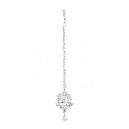 Silver Plated AD Maang Tikka for Women