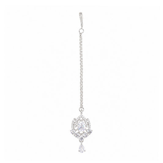 Silver Plated AD Maang Tikka for Women