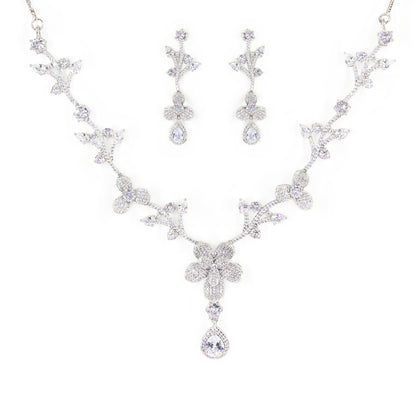 Silver Plated White American Diamond Designer Jewellery Set
