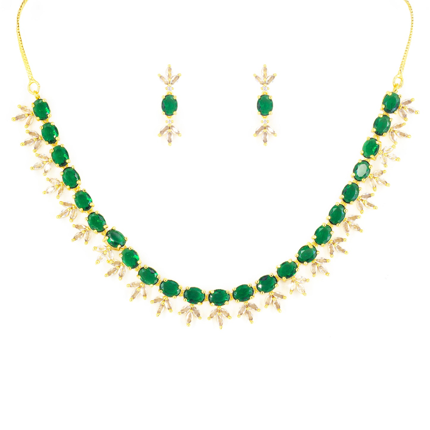 Gold Plated Green AD Choker Set for Women