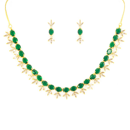 Gold Plated Green AD Choker Set for Women