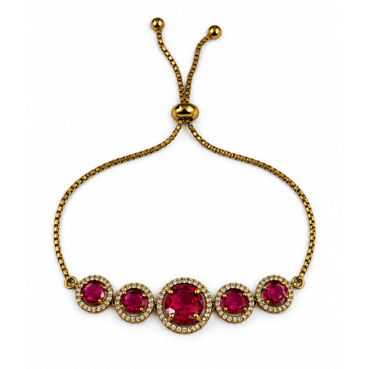 South Indian Gold Plated Red AD Adjustable Bracelet for Women