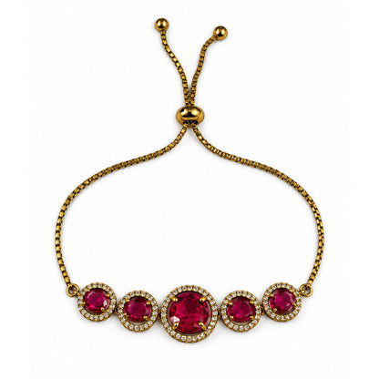 South Indian Gold Plated Red AD Adjustable Bracelet for Women