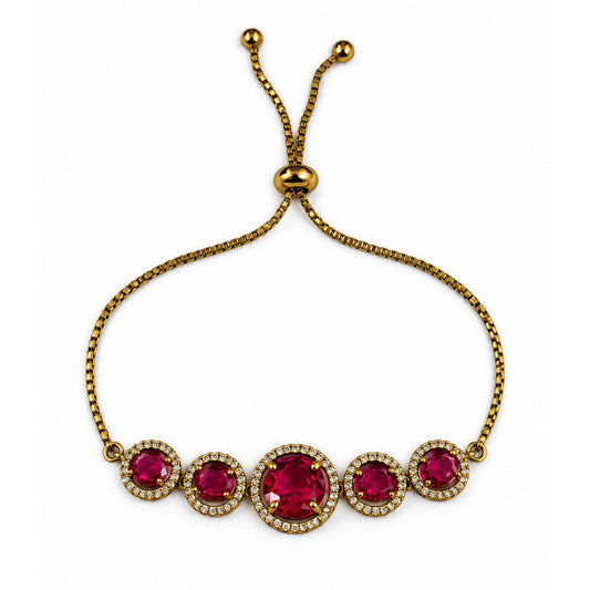 South Indian Gold Plated Red AD Adjustable Bracelet for Women