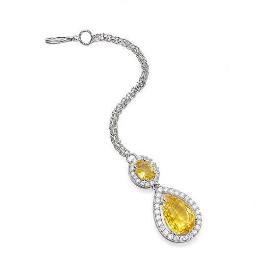 Silver Plated Yellow AD Maang Tikka for Women