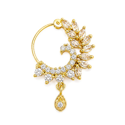 Gold Plated AD Peacock Nosering for Women
