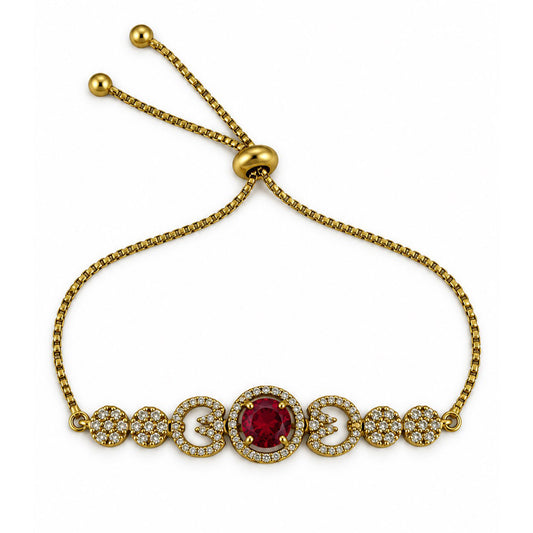 South Indian Gold Plated Red AD Adjustable Bracelet for Women