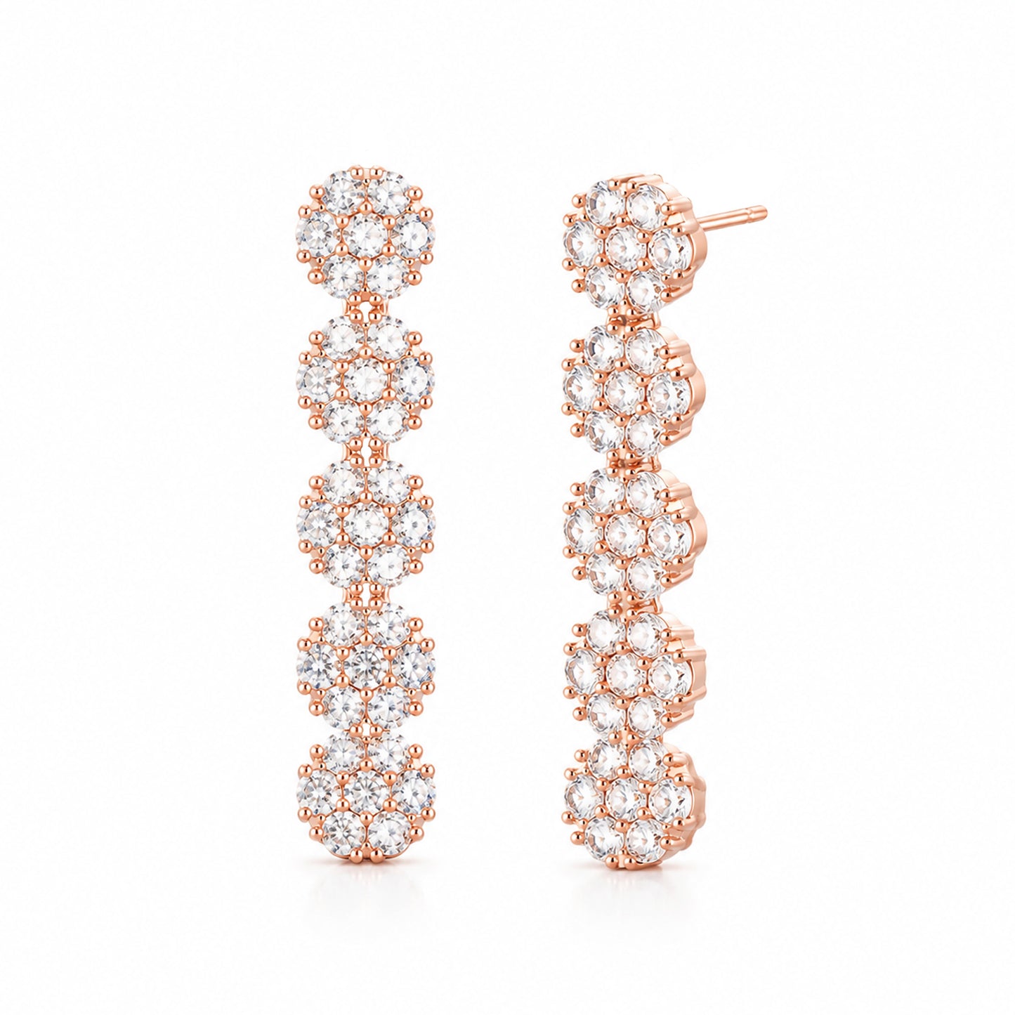 Rose Gold Plated AD Floral Drop Earrings for Women