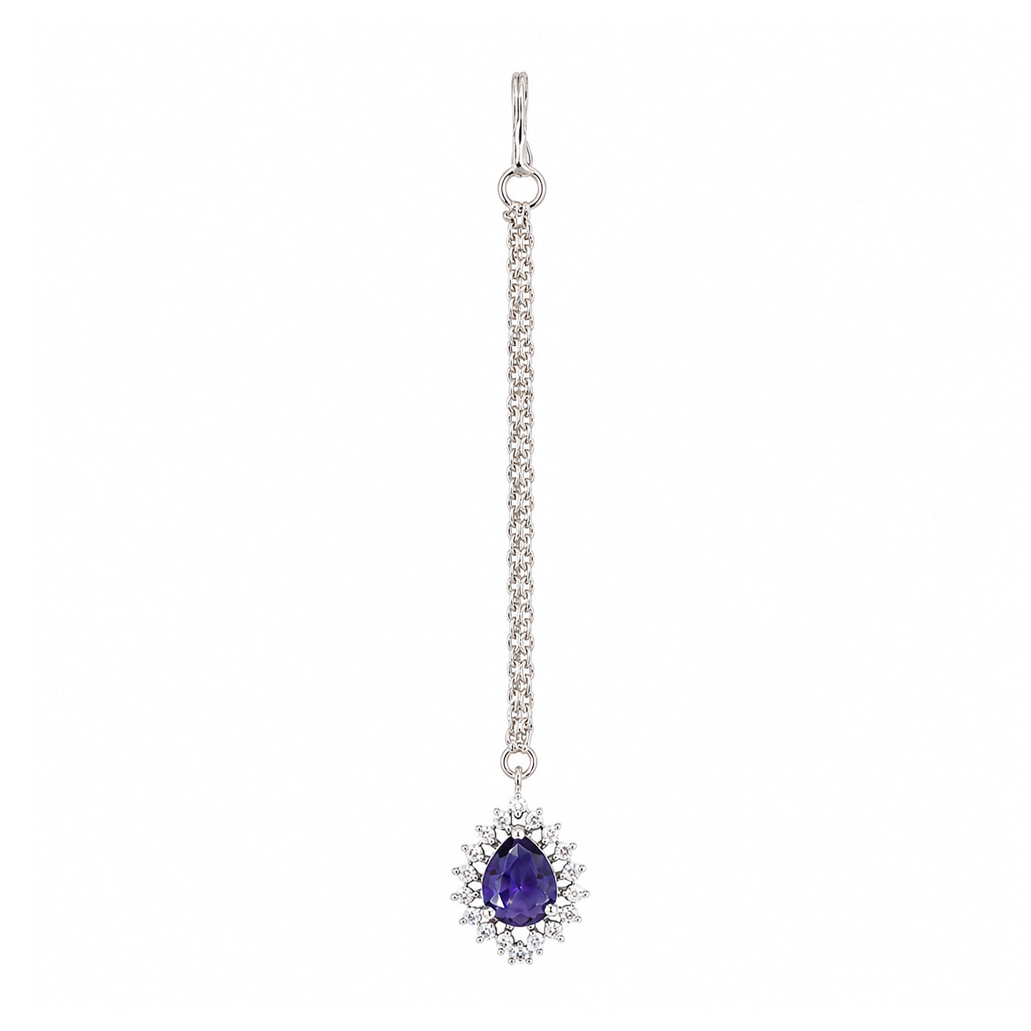 Silver Plated Purple AD Maang Tikka for Women