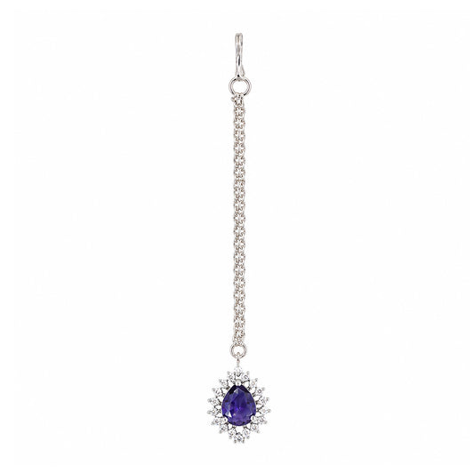 Silver Plated Purple AD Maang Tikka for Women