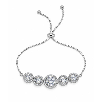 Rhodium Plated AD Adjustable Bracelet for Women