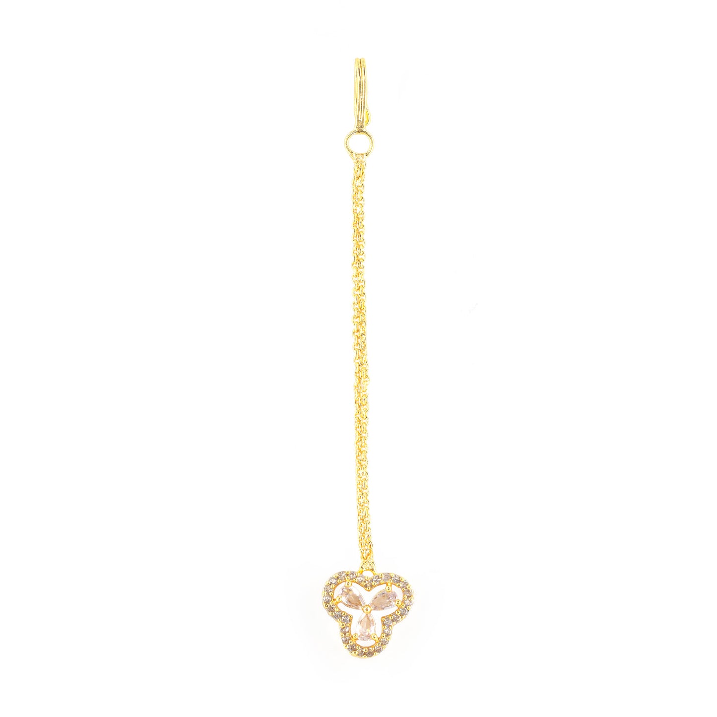 Gold Plated White AD Floral Maang Tikka